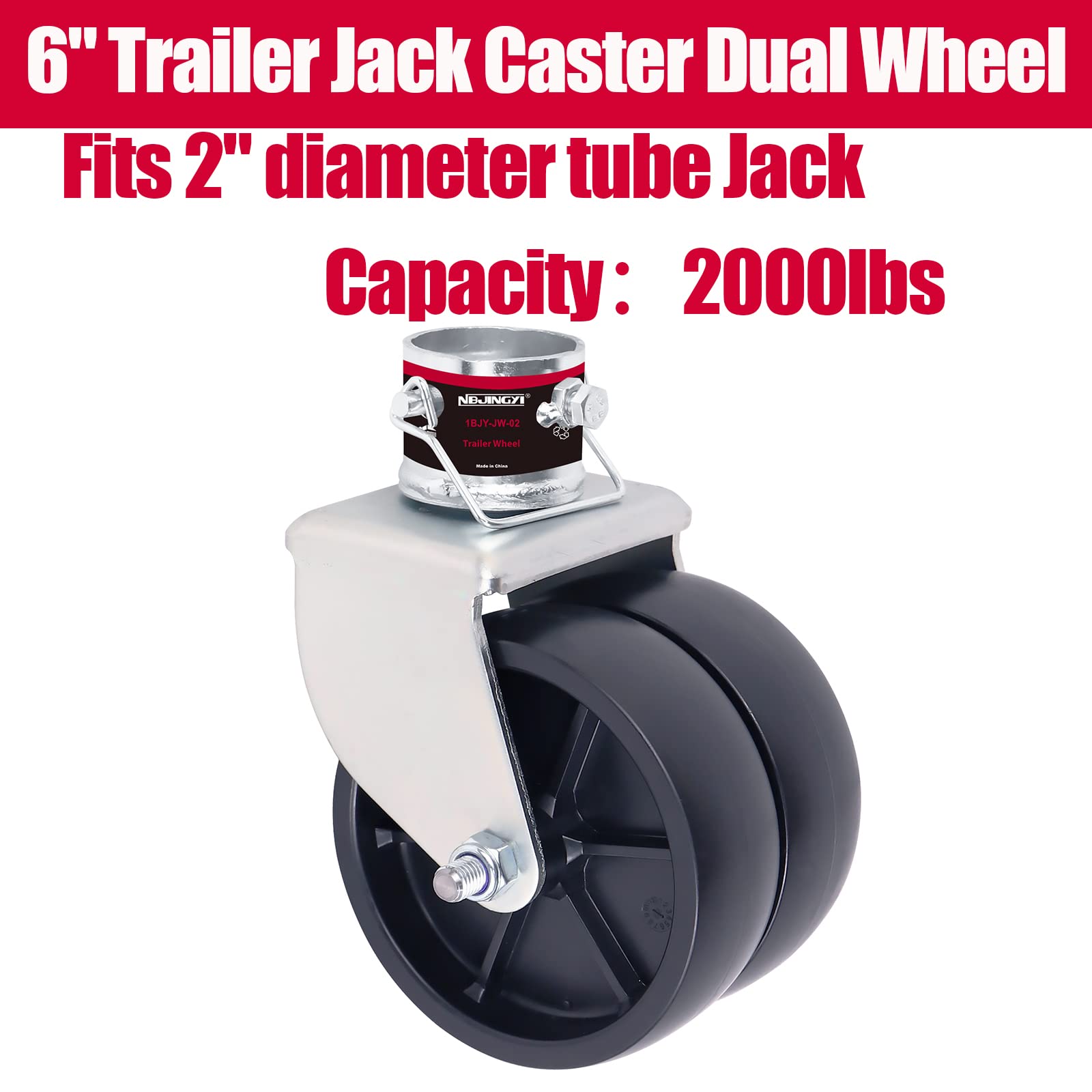 Nbjingyi 6'' 2000Lbs Dual Trailer Swirl Jack Caster Wheel With Pin Fits Any Jack Better Soft Ground Roll